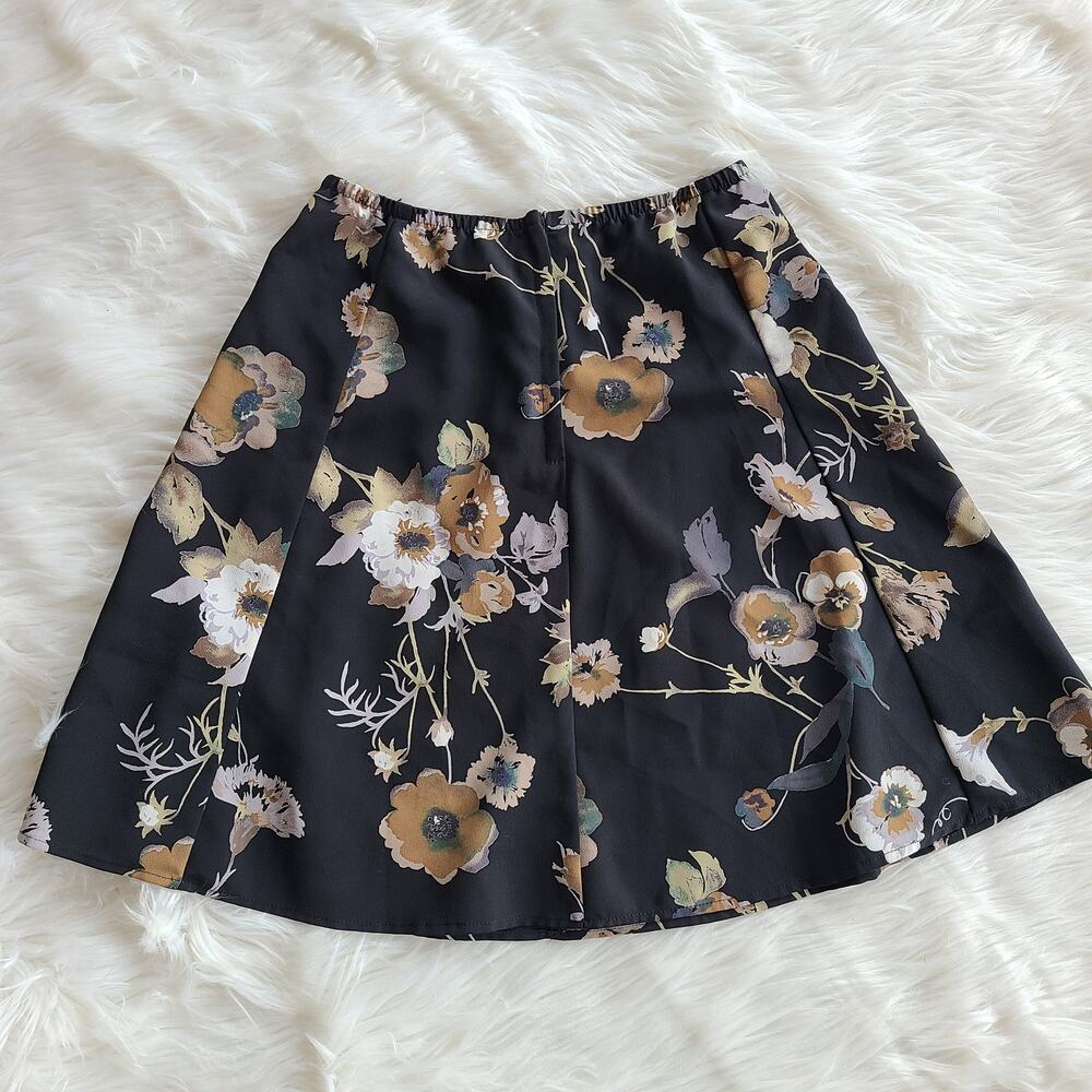 Vintage Floral Skirt Mini 90's 2000's Black Boho High Waist 6 Cottagecore Goth - Picture 2 of 3